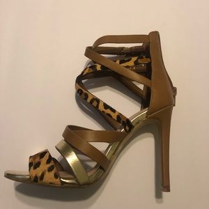 Aldo tan and leopard sandals size 6.5